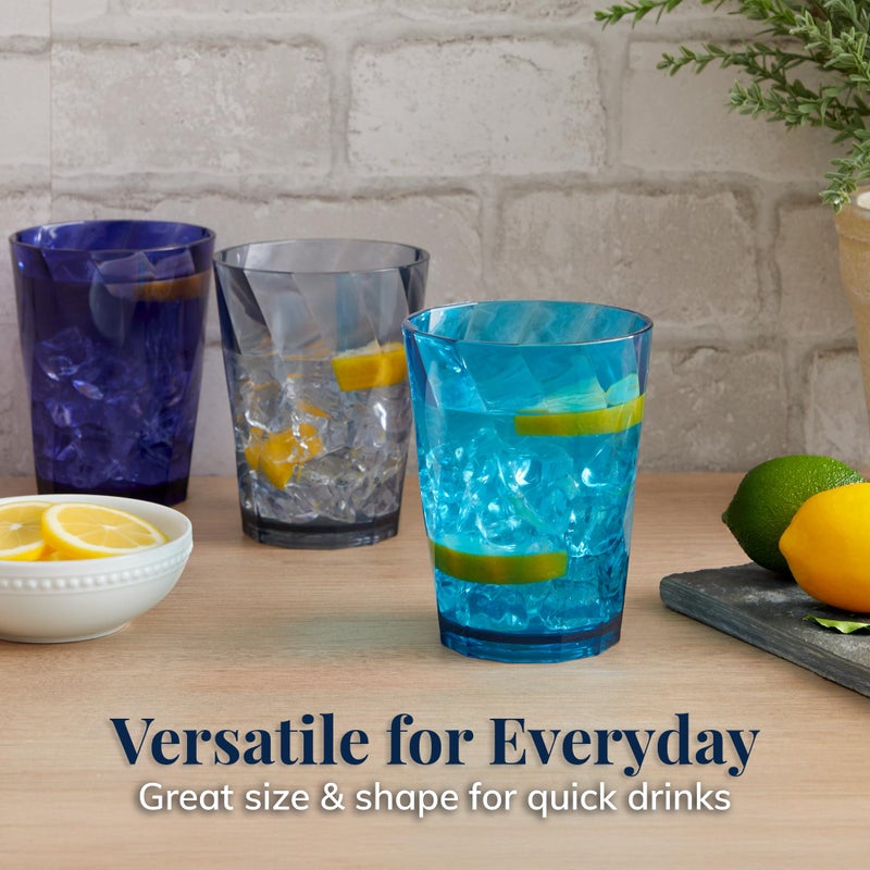 US Acrylic Optix Plastic Reusable Drinking Glasses (Set of 8) 14oz Rocks Cups in Coastal Colors | BPA-Free Tumblers, Made in USA | Top-Rack Dishwasher Safe - Image 3